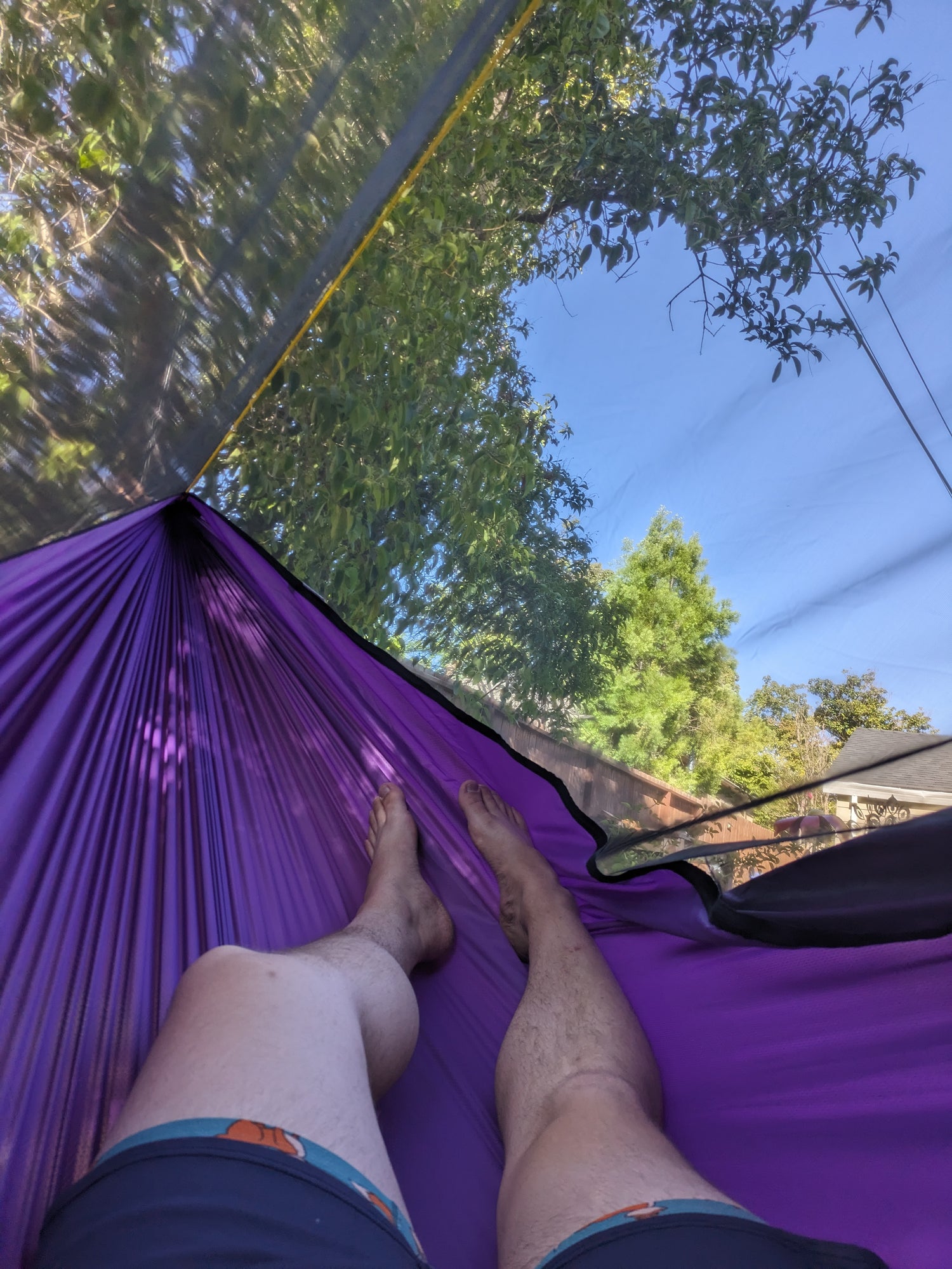 man laying in the best purple ultralight camping hammock custom made dream hammock with bugnet or mosquito net