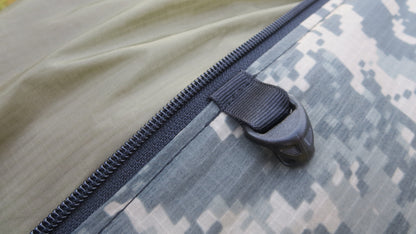closeup of acu camo and olive drab ultralight camping hammock custom made dream hammock with bugnet or mosquito net best
